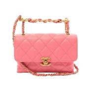 Pre-owned Leather chanel-bags Chanel Vintage , Pink , Dames