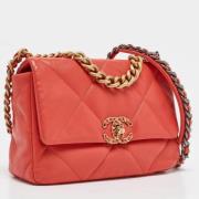 Pre-owned Leather chanel-bags Chanel Vintage , Orange , Dames