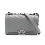 Pre-owned Leather crossbody-bags Chanel Vintage , Gray , Dames