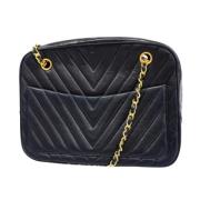 Pre-owned Leather chanel-bags Chanel Vintage , Blue , Dames