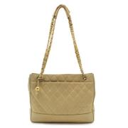 Pre-owned Leather chanel-bags Chanel Vintage , Beige , Dames