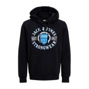 Denim hoodie met logoprint Jack & Jones , Black , Heren