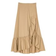 Beige Lange Rok met Ruches en Split Twinset , Beige , Dames