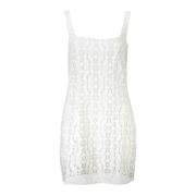 Korte Witte Vierkante Hals Jurk Desigual , White , Dames