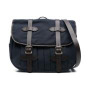 Navy Blauw Katoen Leren Tas Filson , Blue , Heren