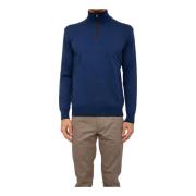 Blauwe Wol Zip-Up Sweater Paul & Shark , Blue , Heren