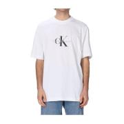 Stijlvolle Oversize Monoloog T-shirt Calvin Klein , White , Heren