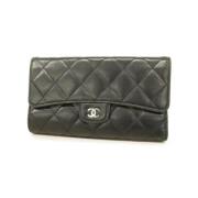 Pre-owned Leather wallets Chanel Vintage , Black , Dames