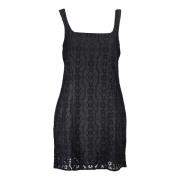 Korte Zwarte Jurk Vierkante Halslijn Desigual , Black , Dames