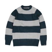 Edmund Stripe Crew Donkerblauwe Trui Butcher of Blue , Blue , Heren