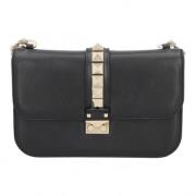 Pre-owned Leather shoulder-bags Valentino Vintage , Black , Dames