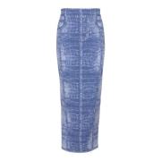 Midi rok in jacquard breisel met denim effect Balmain , Blue , Dames