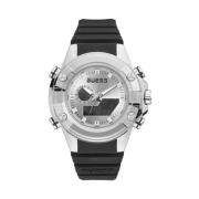 Zwarte Siliconen Quartz Horloge G Force Guess , Black , Heren