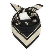 Zwarte zijden sjaal met beige patroon Kazar , Black , Dames