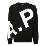 Zwarte Katoenen Sweatshirt met Logoprint A.p.c. , Black , Heren