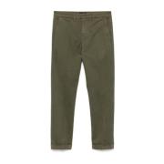 Groene Gabardine Broek met Zakken Fay , Green , Heren