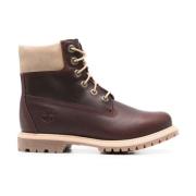 Rode Leren Enkellaarzen Timberland , Red , Dames