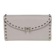 Grijze Riem Portemonnee met Rockstud Valentino Garavani , Gray , Dames