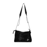 Nylon Crossbody Tas met Voorvakken And Wander , Black , Heren