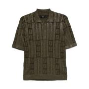 Glinsterende Gebreide Polo Shirt Fendi , Green , Heren