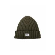 Merino Wool Logo Beanie C.p. Company , Green , Heren