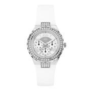 Wit Hars Analoog Kwarts Horloge Guess , White , Dames