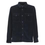 Blauwe Corduroy Overshirt met Kraag en Zakken Barbour , Blue , Heren