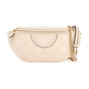 Leren heuptas met dubbel T-logo Tory Burch , White , Dames