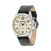 Zwarte leren horloge Quartz analoog roestvrij staal Timberland , Black...