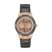 Grijze Leren Analoge Horloge Guess , Gray , Dames