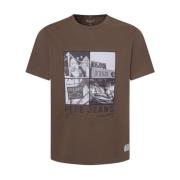 Fish&Chips Fotoprint T-shirt Pepe Jeans , Brown , Heren