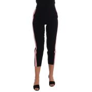 Stretch Roze Gestreepte Capri Broek Dolce & Gabbana , Black , Dames