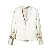 Satijnen Overhemd Twinset , Beige , Dames