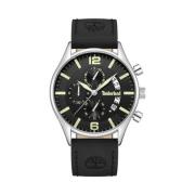 Zwarte Leren Quartz Analoge Horloge Timberland , Black , Heren