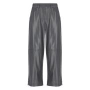 Grijze Leren Broek Elastische Taille Zakken Antonelli Firenze , Gray ,...