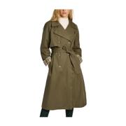 Witte Trenchcoat Elegante Functionele Stijl Pepe Jeans , Green , Dames