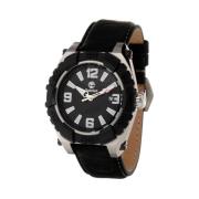 Zwarte leren horloge Quartz analoog roestvrij staal Timberland , Black...