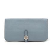 Pre-owned Leather wallets Hermès Vintage , Blue , Dames