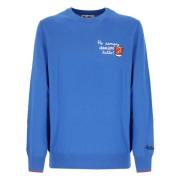 Blauwe Crew Neck Sweater met Borduursel Saint Barth , Blue , Heren