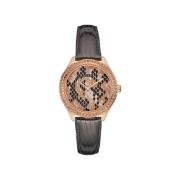 Roze Gouden Leren Horloge Multicolor Wijzerplaat Guess , Gray , Dames