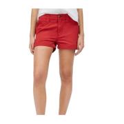 Rode Katoenen Straight Cut Shorts Pepe Jeans , Red , Dames