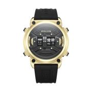 Zwarte leren quartz horloge Police , Black , Heren