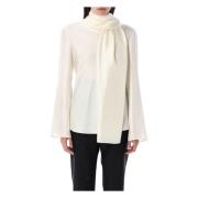 Zijden Foulard Top Crème Aw24 Róhe , Beige , Dames