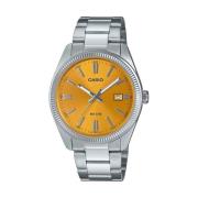 Zilveren Stalen Horloge Quartz Analoog Oranje Casio , Gray , Dames