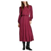 Elegante Bloemenjurk met Ruches Pepe Jeans , Red , Dames