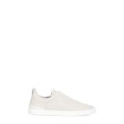 Witte Pebble Leren Sneakers Ermenegildo Zegna , White , Heren