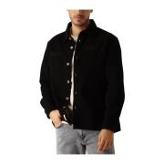 Zwart Twill Overshirt voor Mannen Forét , Black , Heren