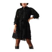 Fluffy Shirt Jurk voor Feesten Selected Femme , Black , Dames