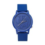 Blauwe Rubberen Quartz Analoge Horloge Guess , Blue , Unisex