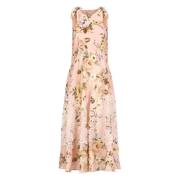 Bloemen Linnen Jurk met Kant Details Zimmermann , Pink , Dames